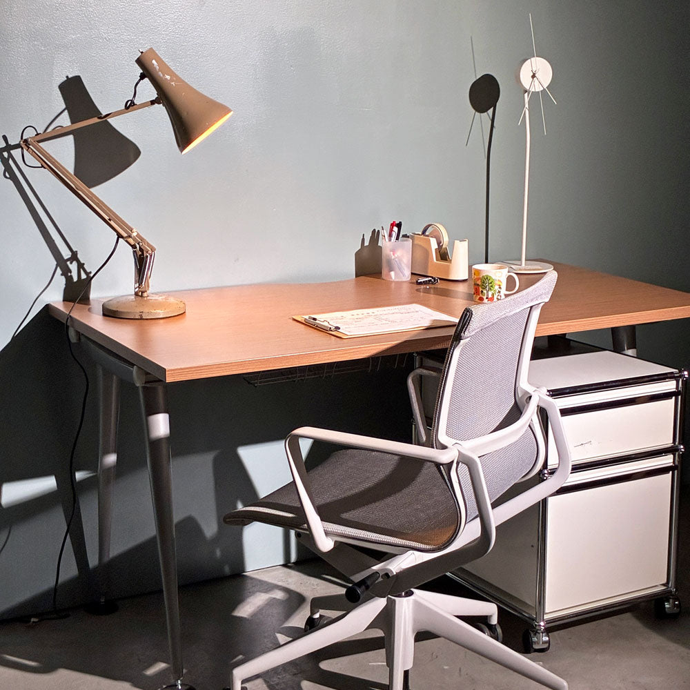 ハーマンミラー Herman Miller アバックエンバイロメンツ ABAK ミーティングテーブル デスク W140cm ウッドカラー ケーブルスパイン付き ティム・ウォレス～～