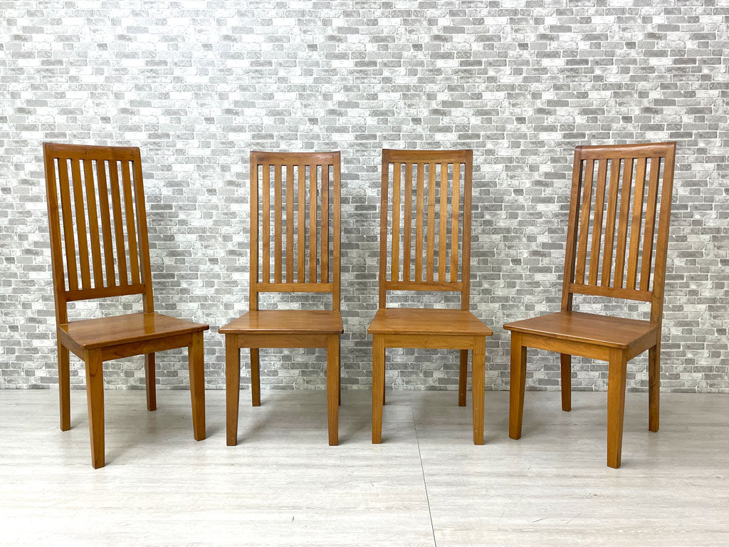 アジアン家具 チーク無垢材 ハイバック ダイニングチェア 板座 中古品 買い取りしました。