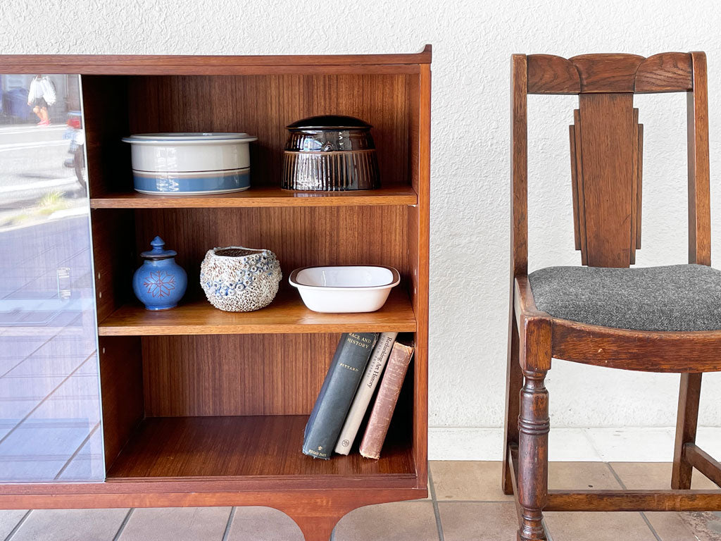 北欧ビンテージ Scandinavian Vintage ガラスキャビネット ブックケース カップボード チーク材 北欧家具 ～ しっくり北欧ビンテージ ～
