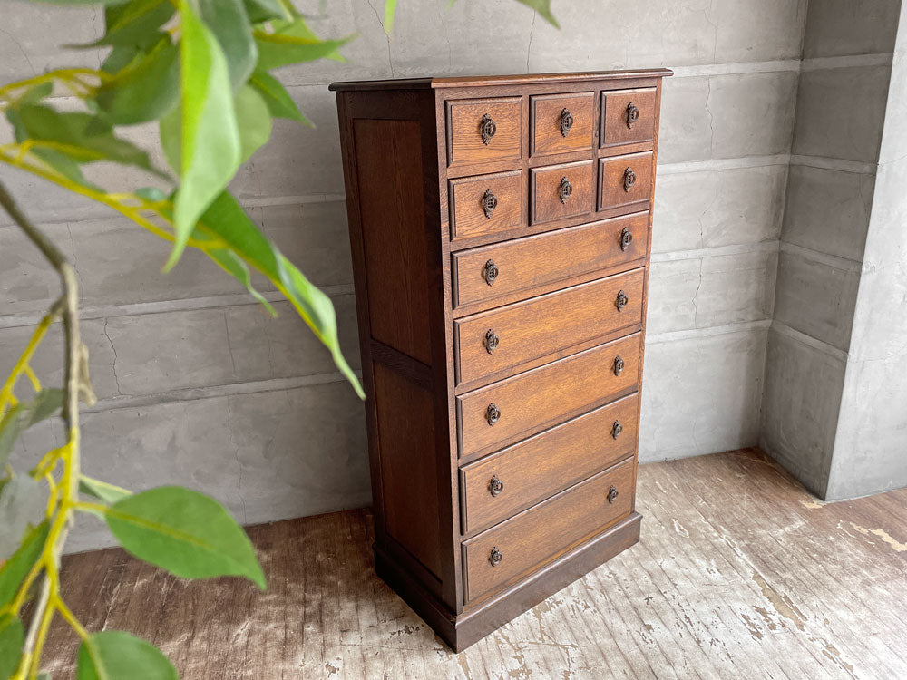 竹中家具 takenaka furniture スリムチェスト オーク無垢材 ダークブラウン 横浜元町 クラシカルスタイル 中古品 買い取りしました。