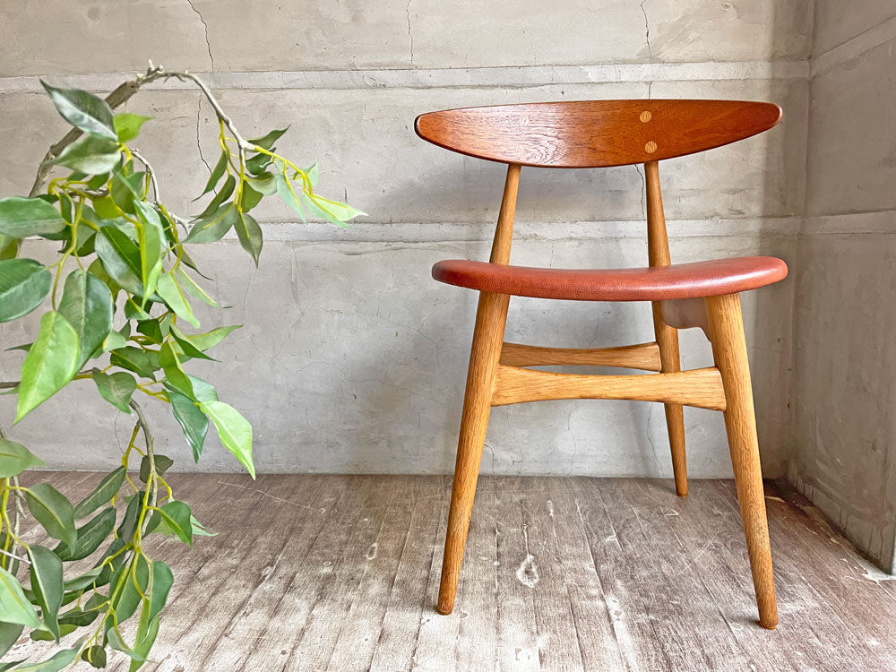 カールハンセン＆サン Carl Hansen & Son CH33 チーク材×オーク材 本革シート ダイニングチェア ハンス・J・ウェグナー デンマーク 北欧ビンテージ 中古品 買い取りしました。