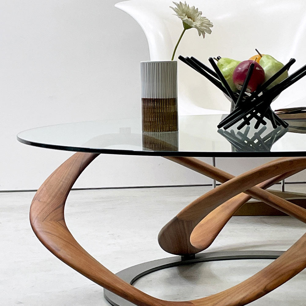 ポラダ porada インフィニティ INFINITY リビングテーブル ウォールナット無垢材 ガラス 120cm イタリアモダン ～永久と思考の狭間～