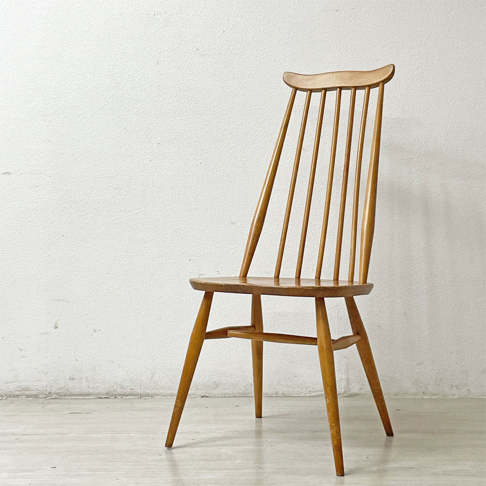 【祖師ヶ谷大蔵店】アーコール ERCOL ゴールドスミス ダイニングチェア ハイバック スティックバック エルム材×ビーチ材 ナチュラルカラー 英国家具 UKビンテージ 買取させていただきました。