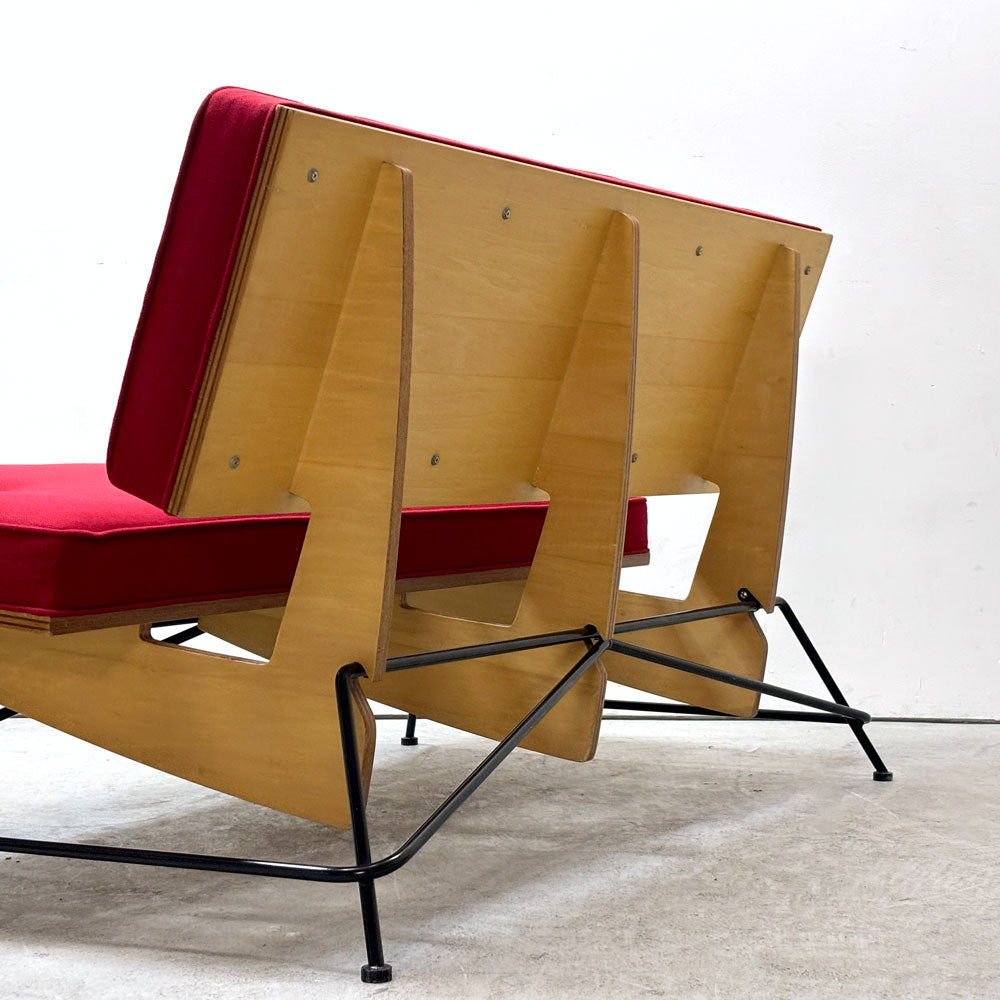 ドワーフ DWARF マイスター MEISTER MS2 2Pソファ 2人掛け レッド系 ファブリック スチール W123cm ミッドセンチュリーモダン ～積層のコンポーズ～