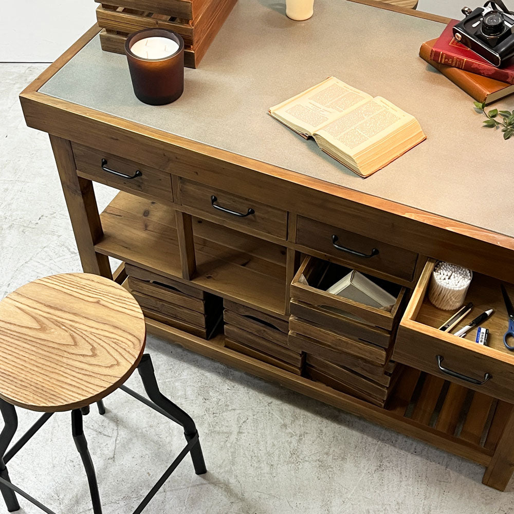 クラッシュゲート CRASH GATE ノットアンティークス Knot antiques ポタリー POTTERY アイランドテーブル 古材 トタン 関家具 インダストリアル 展示品 ～集いのネクサス～