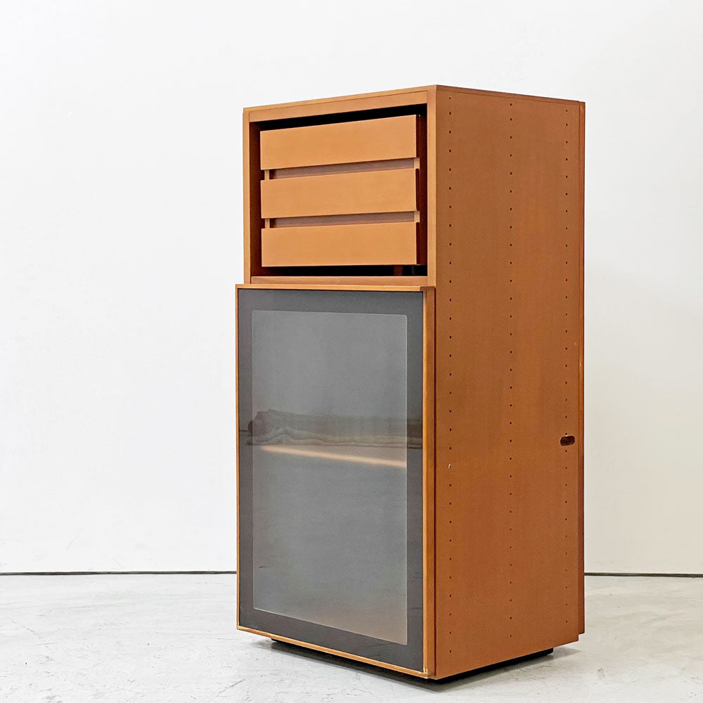 【祖師ヶ谷大蔵店】アルフレックス arflex コンポーザー COMPOSER キャビネット チェリー色 スリムキャビネット 引き出しユニット付属 ガラス扉 ナチュラルモダン 買取させていただきました。