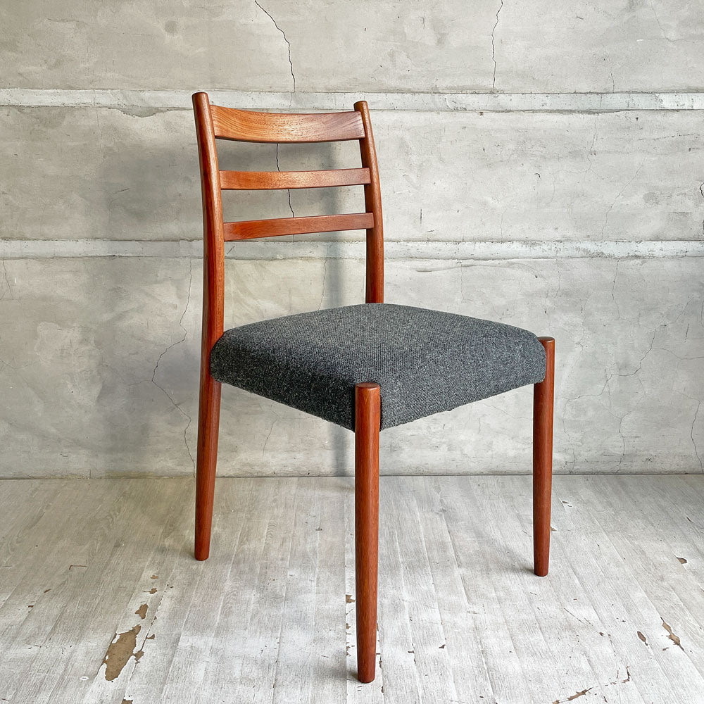 【学芸大学店】ジャパンビンテージ Japan Vintage チーク材 ダイニングチェア グレー系ファブリック 座面張替＆ウレタン交換済 北欧テイスト 買取させていただきました。