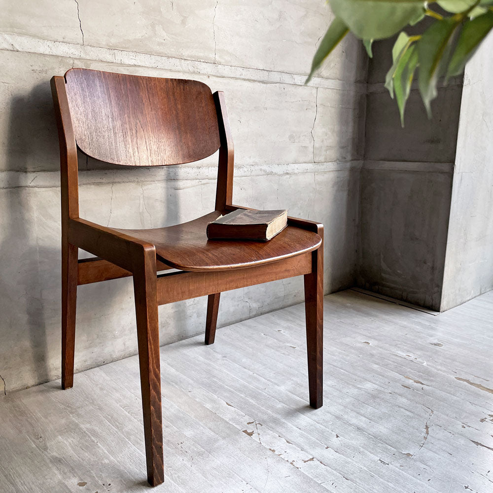 天童木工 Tendo ビンテージ ブックチェア 図書館椅子 チーク材×ブナ材 ダイニングチェア 水之江忠臣 ジャパンミッドセンチュリー ～機能を設けずとも高い快適性～