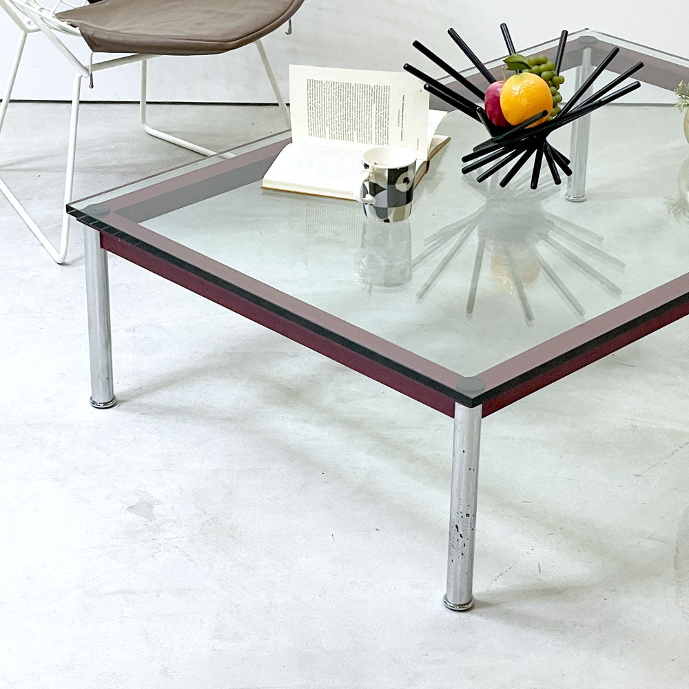 カッシーナ Cassina LC10-P ローテーブル センターテーブル コーヒーテーブル W120cm ガラス ボルドー ル・コルビジェ シャルロットペリアン ピエールジャンヌレ 廃番カラー ～虚空の箱庭～
