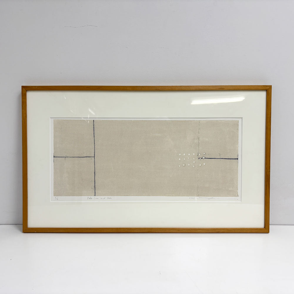 【祖師ヶ谷大蔵店】黒木周 shu kuroki クロスグラフ Blue Line and Dot 2001年 スクリーンサイズ 62×27cm 3/12 布版リトグラフ 額装品 版画 現代作家 買取させていただきました。
