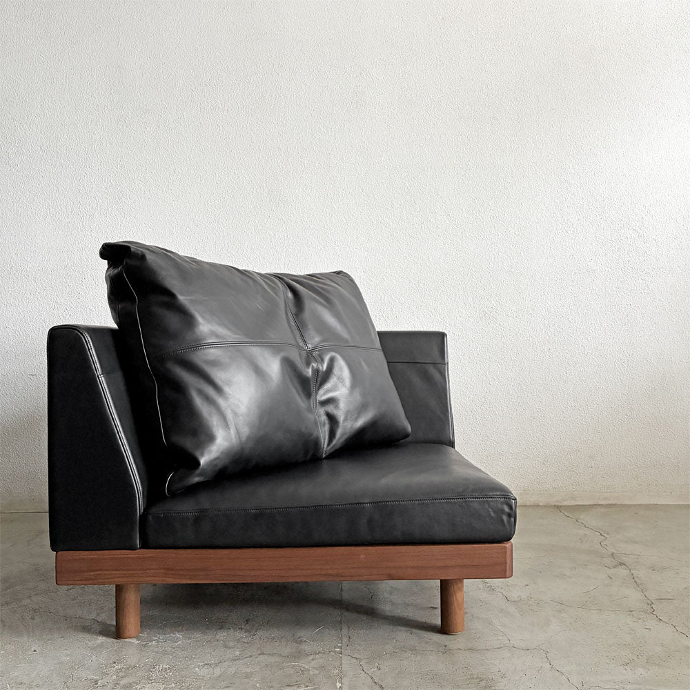【登戸BASE店】マスターウォール MASTERWAL デニッシュグランデ DANISH GRANDE SOFA コーナーソファ W93cm ウォールナット無垢材 本革 ブラックレザー 定価￥495,000- 展示品 買取させていただきました。