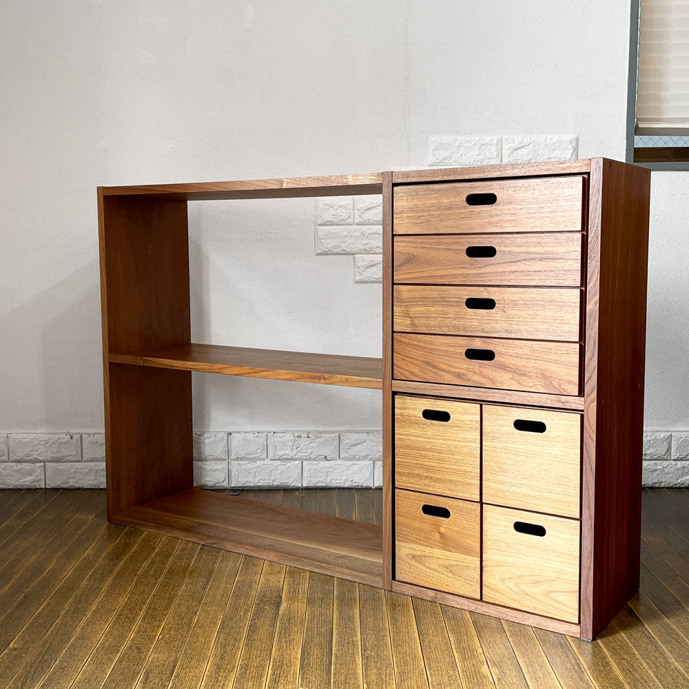 【経堂店】	 無印良品 MUJI スタッキングシェルフ ワイド 2段 ＋ 追加2段 スタッキングチェスト 引出し 4段 3点セット ウォールナット材 ナチュラルモダン 買取させていただきました。