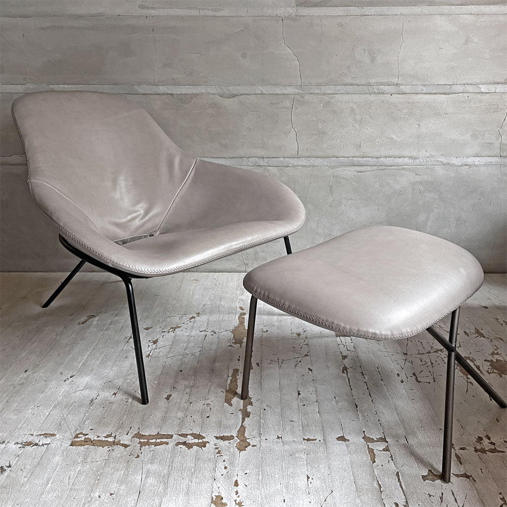 【学芸大学店】ザ・コンランショップ THE CONRAN SHOP クロスレッグ CROSS LEG ラウンジチェア＆オットマン 本革 グレー系レザー マグナス・ロング イギリス 買取させていただきました。