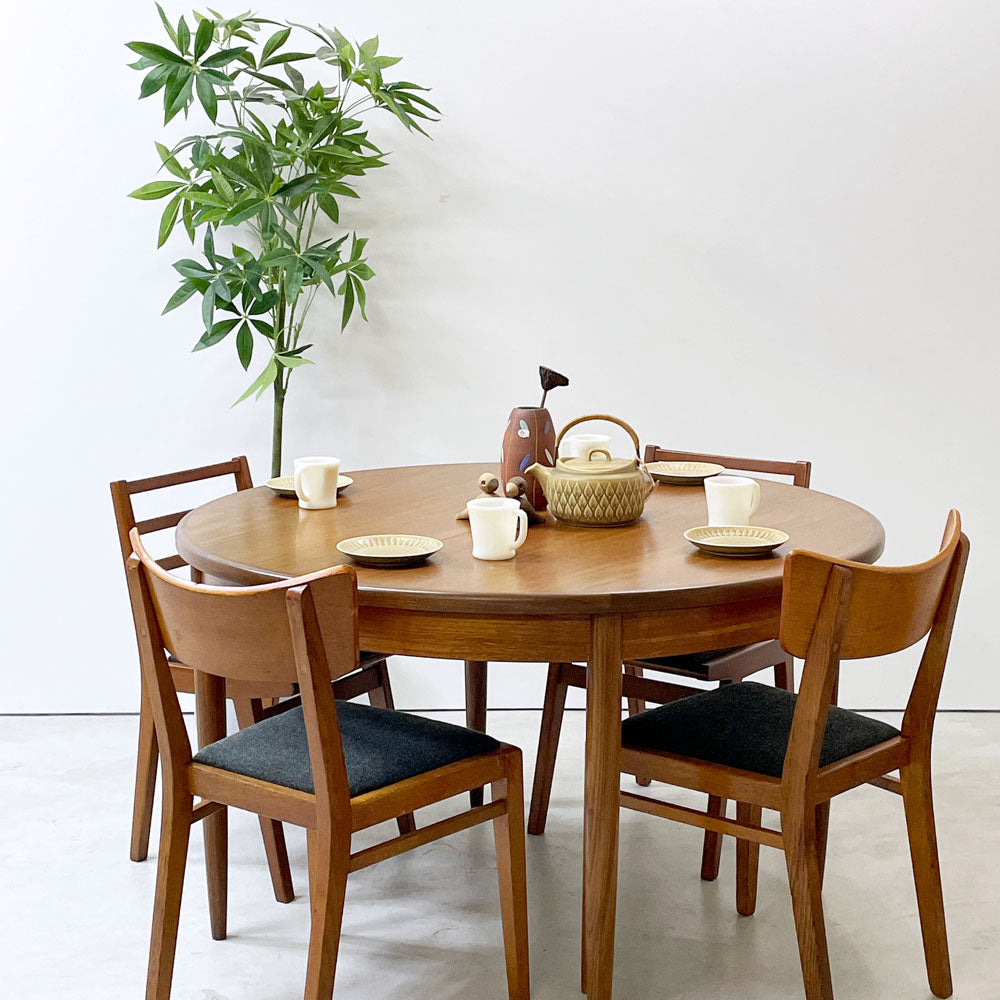 エベネゼルグーム Ebenezer Gomme ジープラン G-PLAN フレスコ Fresco エクステンション ダイニングテーブル ラウンド チーク材 伸長式 英国 ビンテージ ～森と空気の余韻～