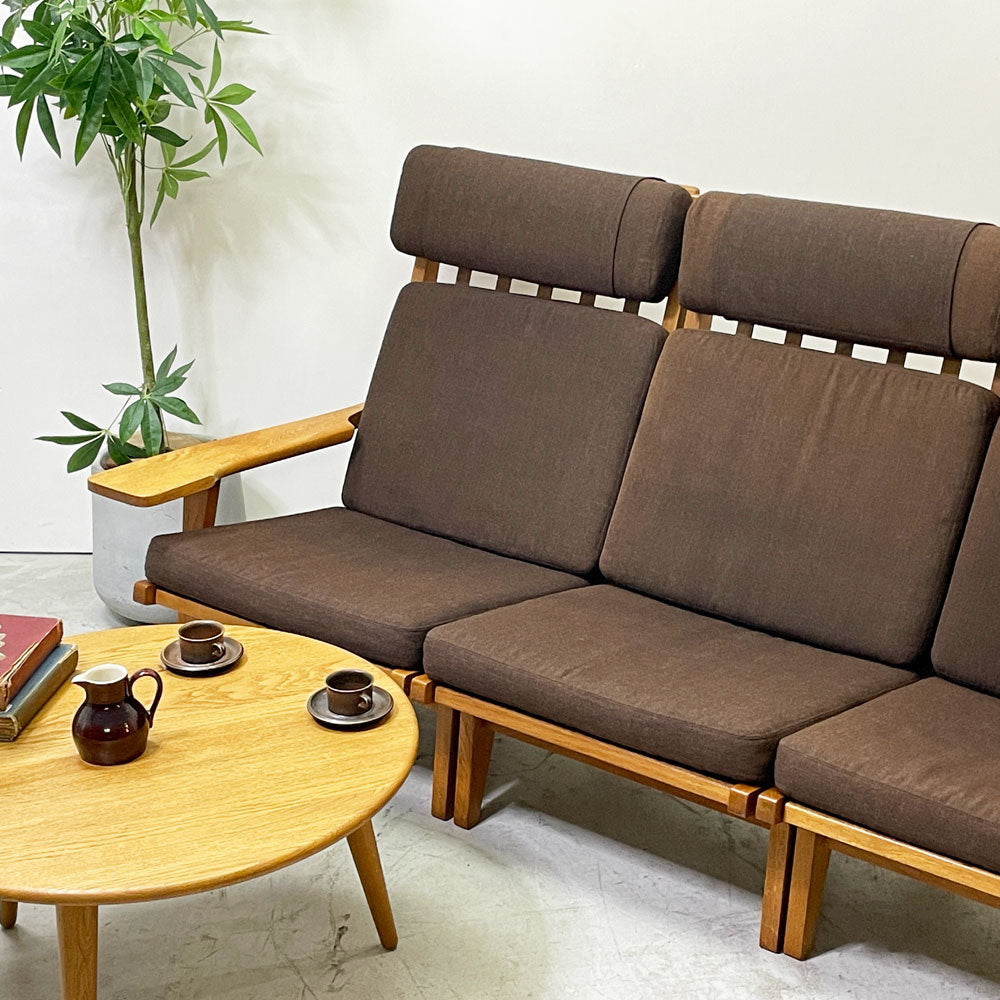 ゲタマ GETAMA GE375 3Pソファ ハイバックチェア オーク材 ブラウン系ファブリック ビンテージ ハンス・J・ウェグナー 北欧家具 ～連なる大樹～