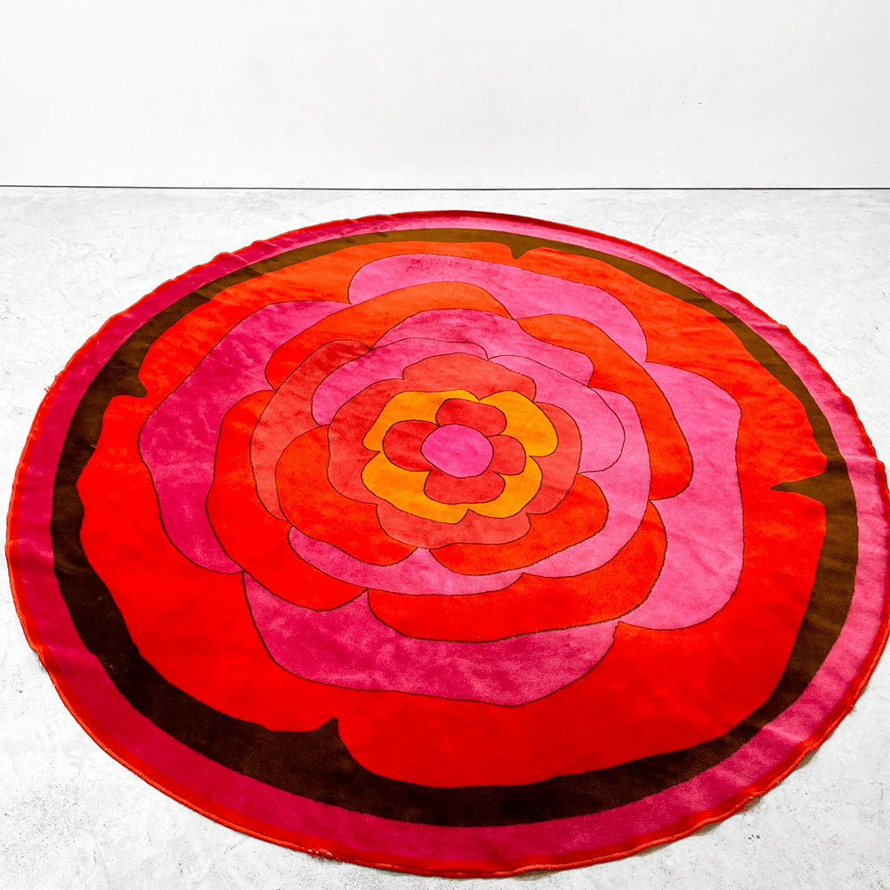 【祖師ヶ谷大蔵店】デッソ DESSO ビンテージラグマット Round flower ラウンド  Φ250 バラ フラワー 60～70'S ポップ フランス 買取させていただきました。