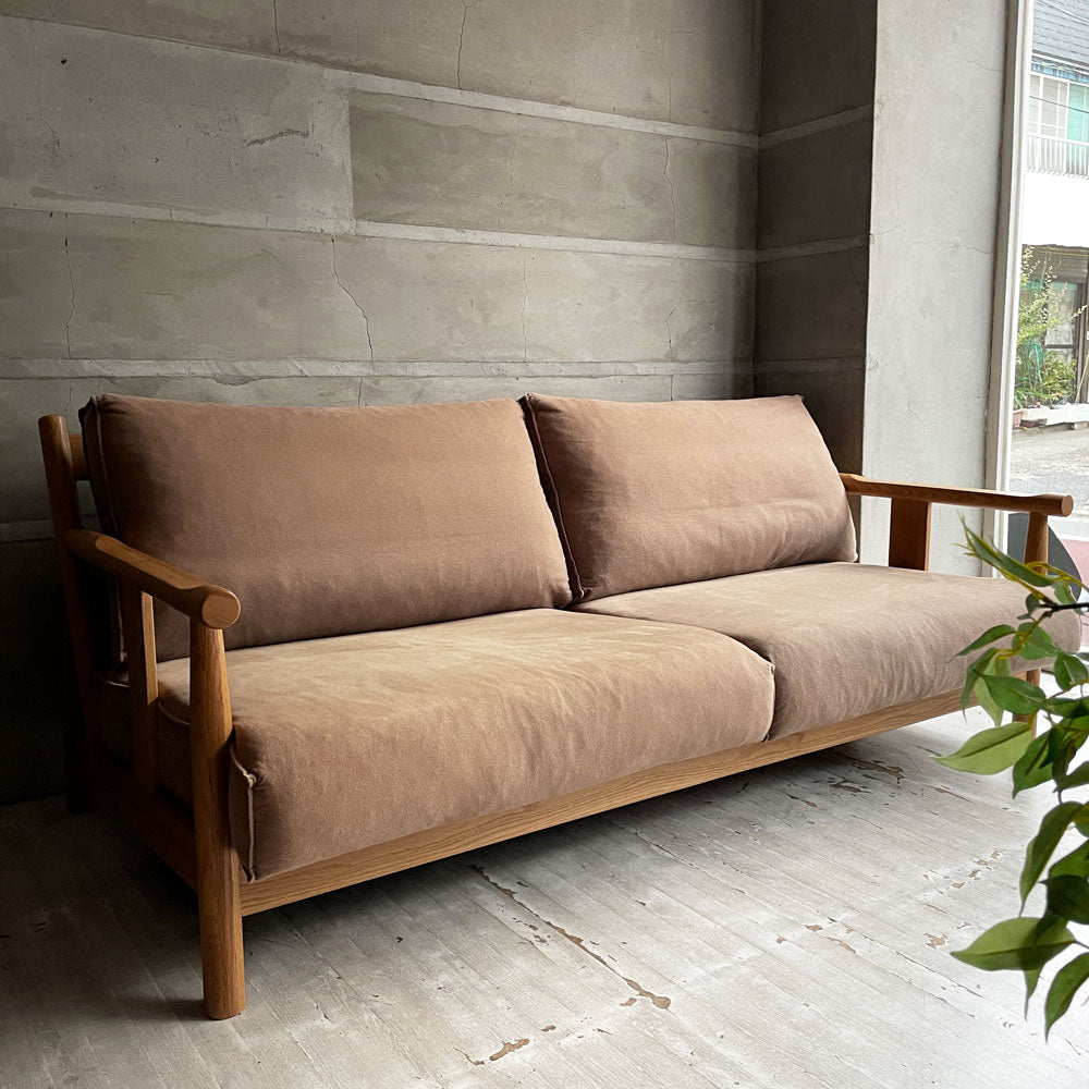 【学芸大学店】アクタス ACTUS ロッジ LODGE ソファ 2シーター オーク無垢材 ファブリック ブラウン系 廃番 参考価格￥204,600- ♪ 買取させていただきました。