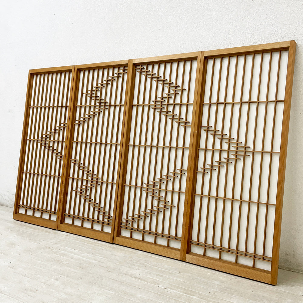 【祖師ヶ谷大蔵店】書院障子 欄間 建具 木製引き戸 4枚セット 格子戸 戸障子 W40×H100cm 古民具 買取させていただきました。