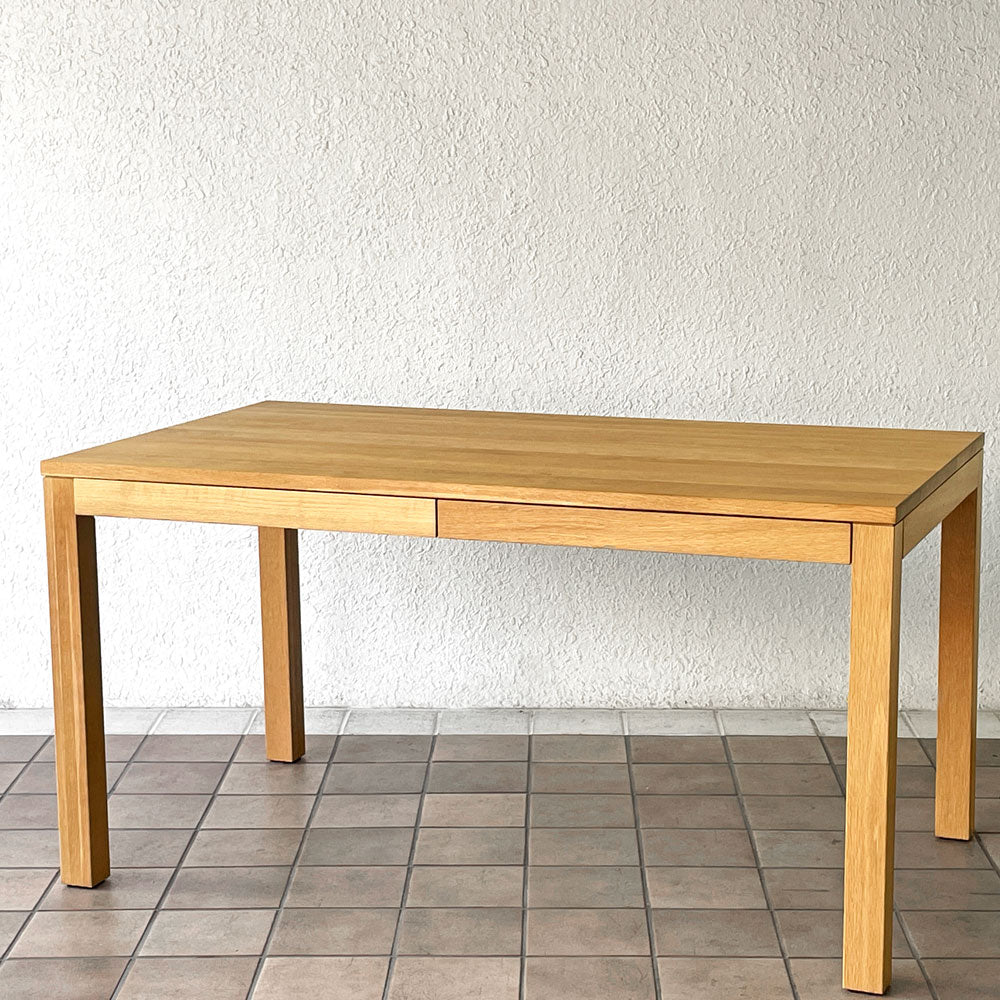 【用賀店】無印良品 MUJI 木製 ダイニングテーブル オーク無垢材 引き出し2杯 W140cm ナチュラルデザイン  買取させていただきました。