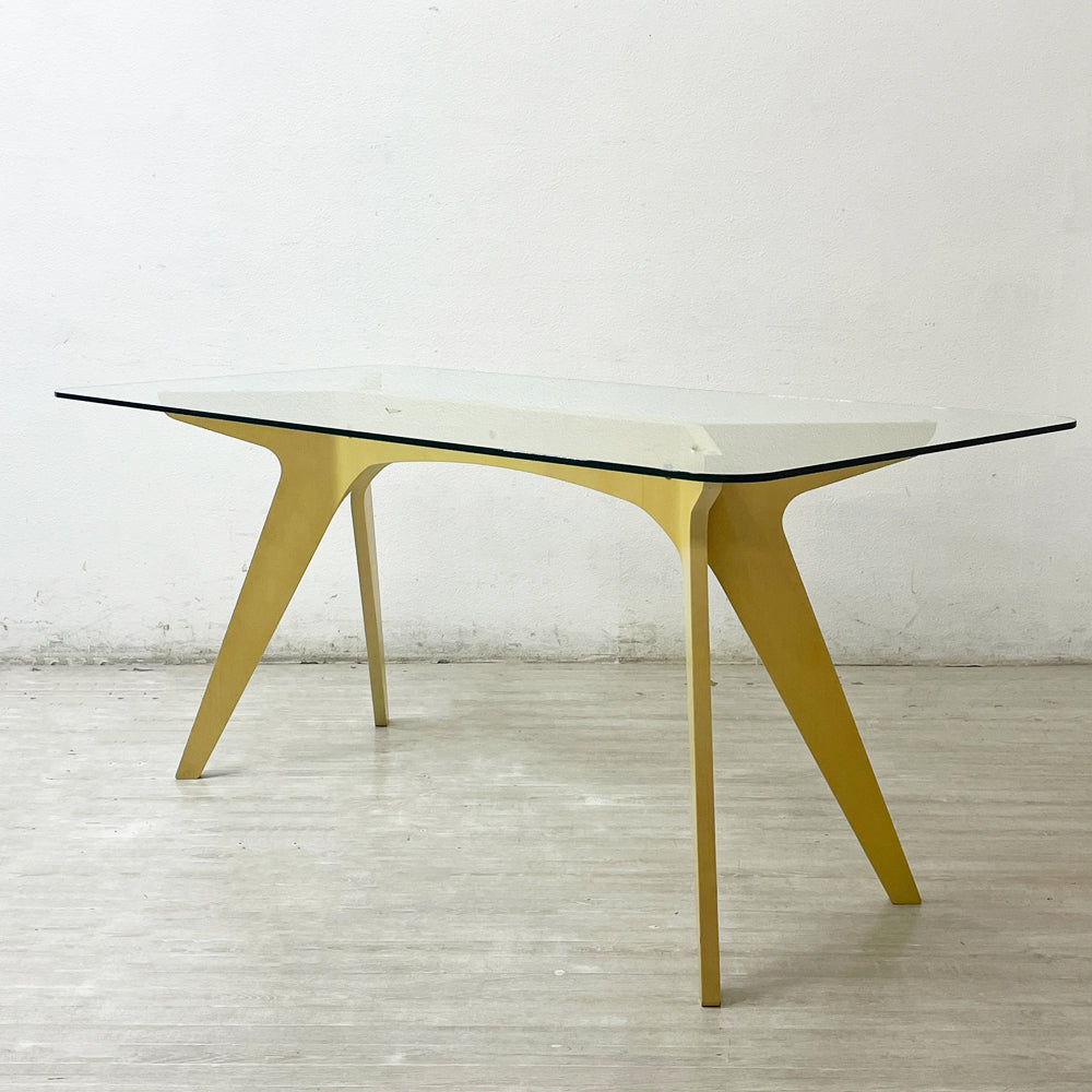 【祖師ヶ谷大蔵店】イーアンドワイ E&Y ペガサス PEGASUS ダイニングテーブル ガラストップ W160cm AM3004 アレックス・マクドナルド Alex Macdonald 買取させていただきました。