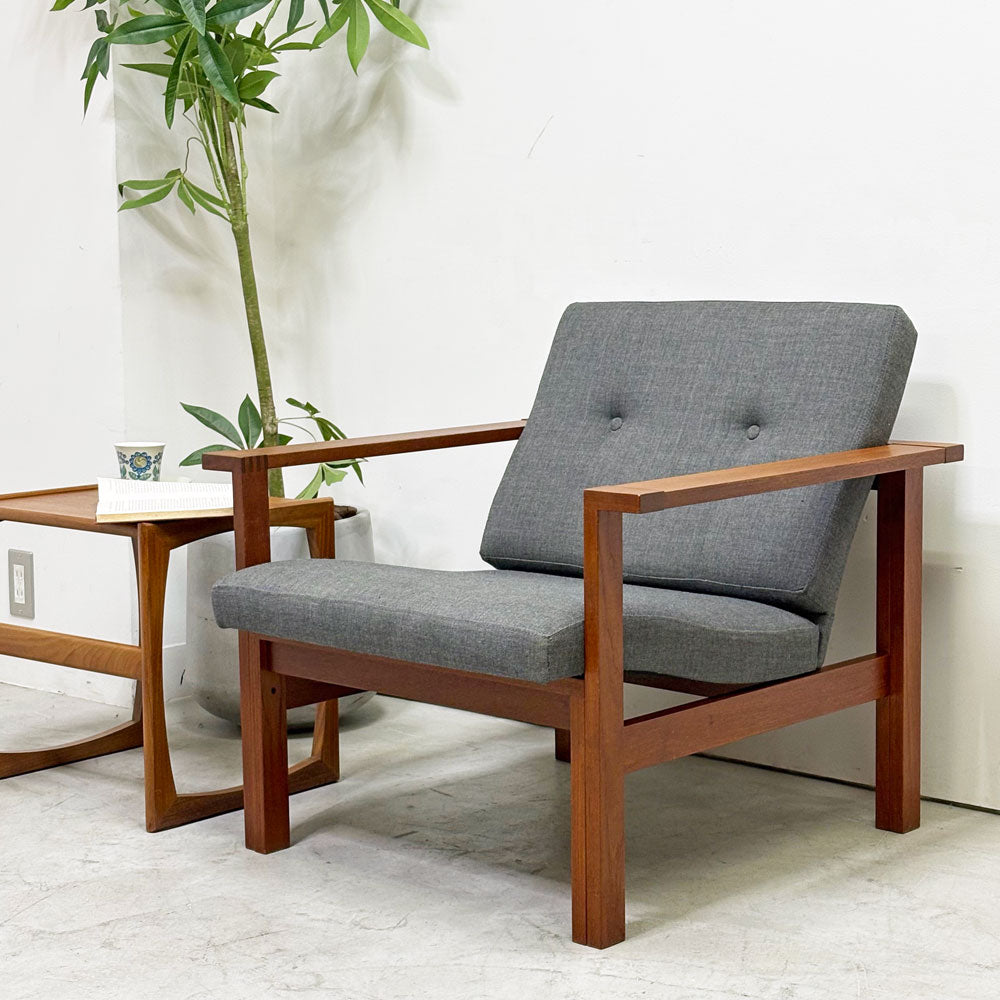 フランス＆サン France & Søn モジュラインソファ Moduline Sofa ラウンジチェア 1Pソファ チーク材 グレーファブリック デンマークビンテージ ～静けさの幾何学～