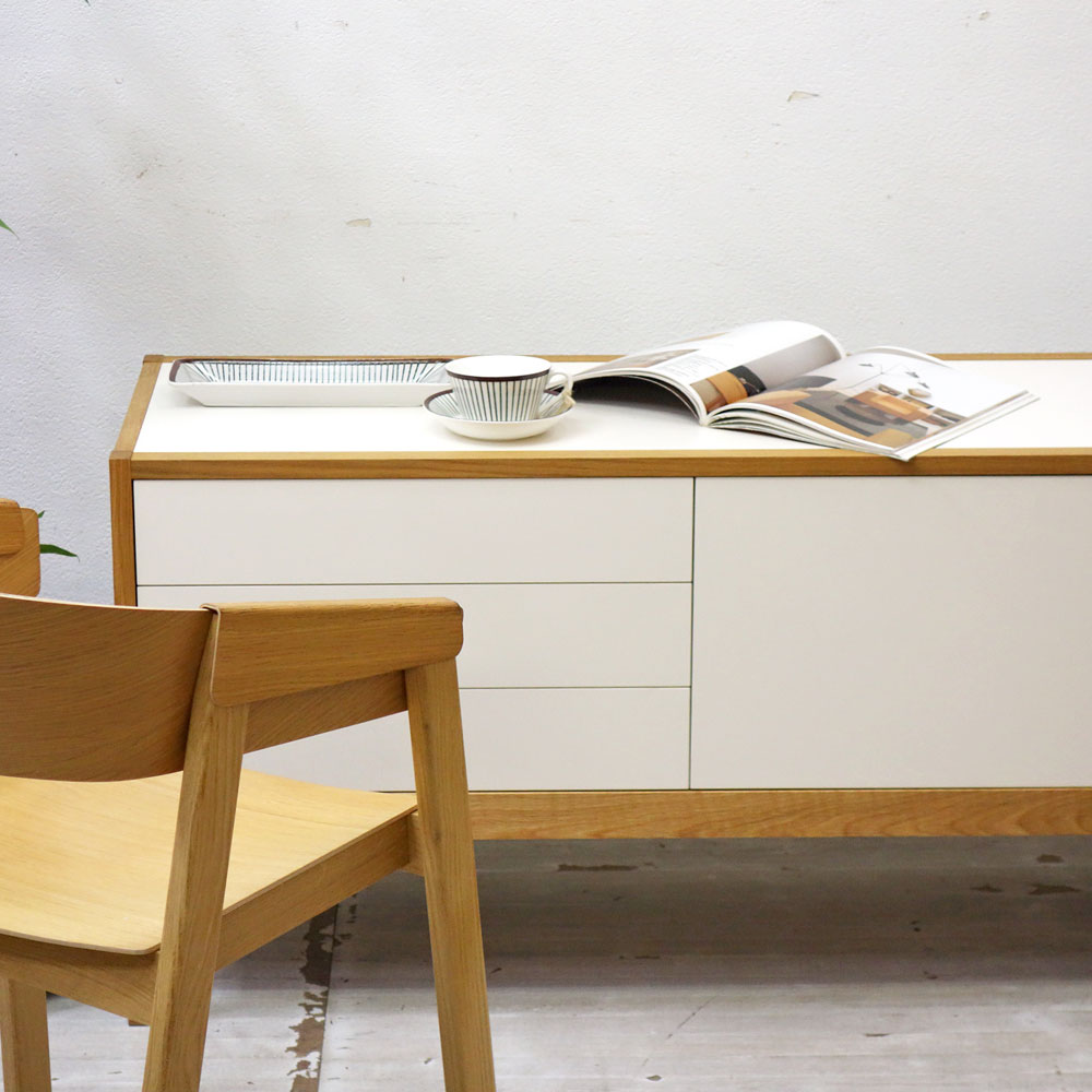 ハイク HIKE フラットキャビネット Flat Cabinet オーク材ｘメラミン サイドボード W200cm ナチュラルモダンデザイン ～まったいらな個性～