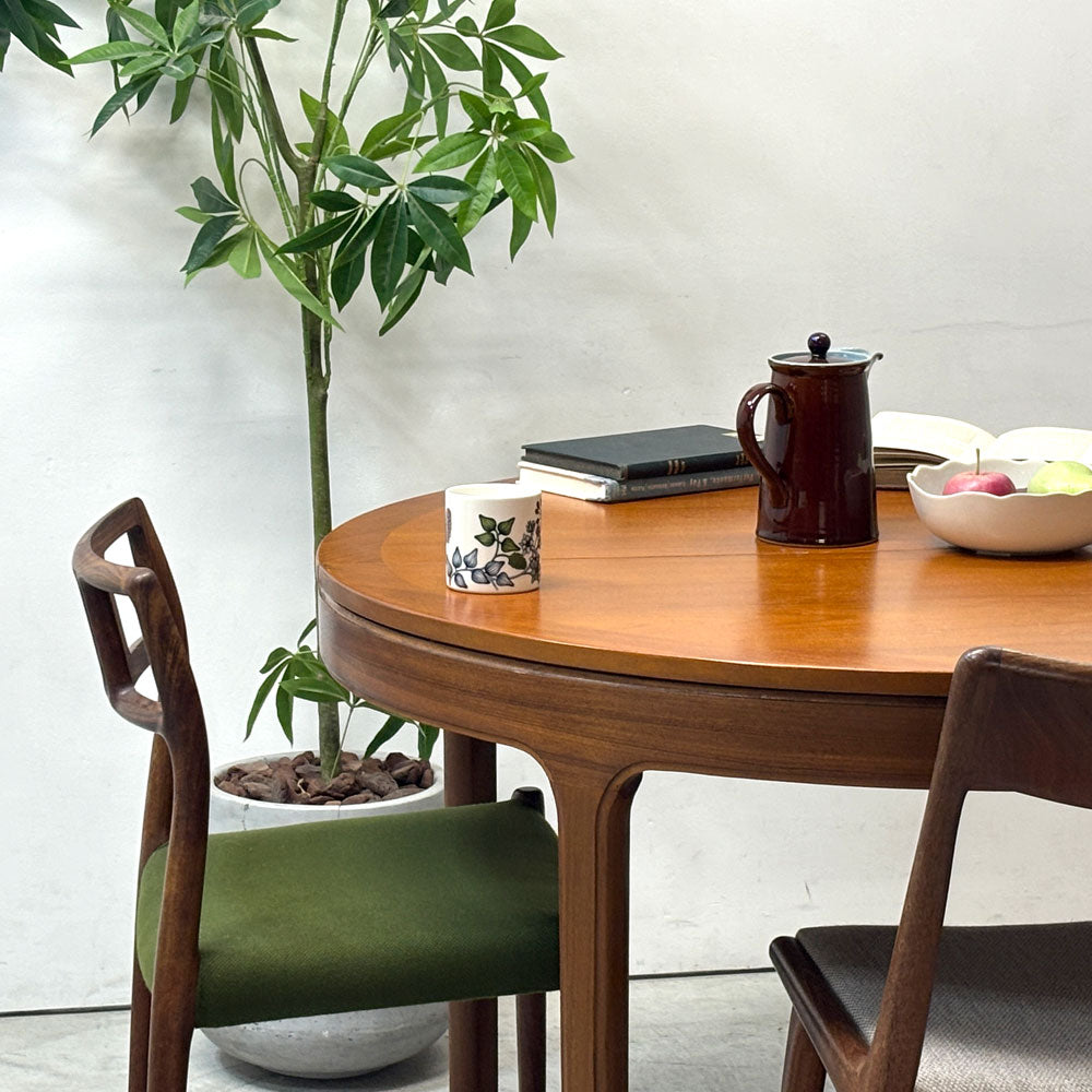 ネイサンファニチャー NATHAN Furniture チーク材 エクステンション ダイニングテーブル 伸長式 ラウンド W122cm UKビンテージ ～琥珀のオービット～