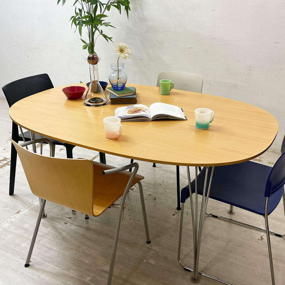 フリッツハンセン Fritz Hansen スーパー楕円 Bテーブル ダイニングテーブル ビーチ材天板 W150 ピート・ヘイン アルネ・ヤコブセン 天板再塗装品 ～その立ち姿には一切の隙がない～