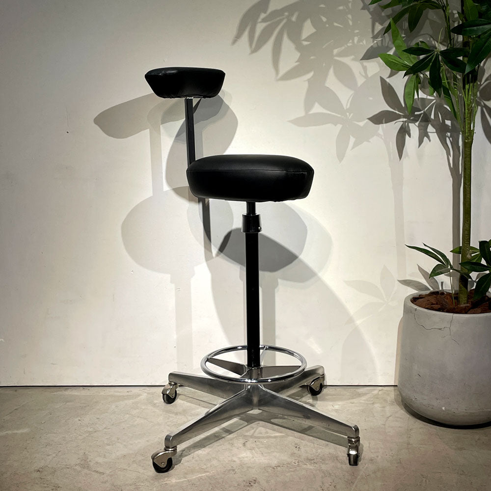 ハーマンミラー Herman Miller AO-1シリーズ パーチ Perch ワークチェア ドラフティングスツール 本革 ブラックレザー 昇降 ビンテージ ジョージネルソン ～止木のキネマティクス～