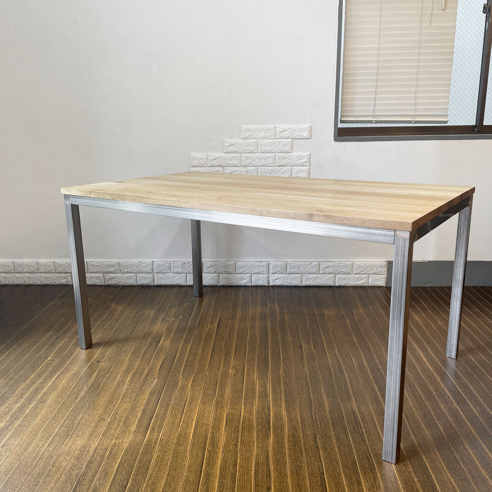 【経堂店】センプレ SEMPRE ミズナラｘステンレス オーダーテーブル ダイニングテーブル 無塗装 W145cm 田村昌紀 参考定価 : ¥286,000 - 買取させていただきました。