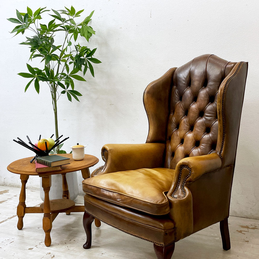 ロイズアンティークス Lloyd's Antiques リプロダクションシリーズ チェスターフィールド Q/Aウイングバックチェア 1シーターソファ 本革 猫脚 ～点と線で時を紡ぐ～