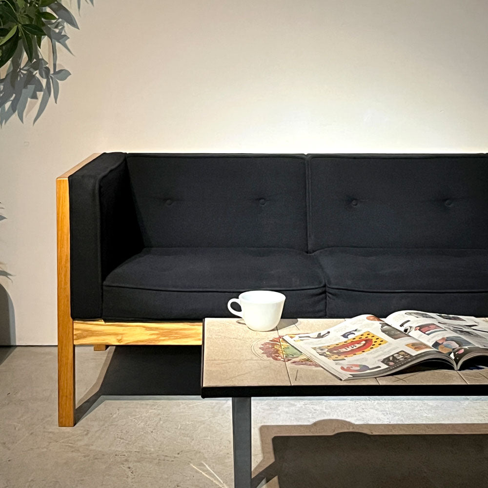 ハーマンミラー Herman Miller ネルソンキューブ 3pソファ Nelson Cube Sofa オーク無垢材 ファブリック ブラック ジョージネルソン George Nelson ～秩序のパラダイム～