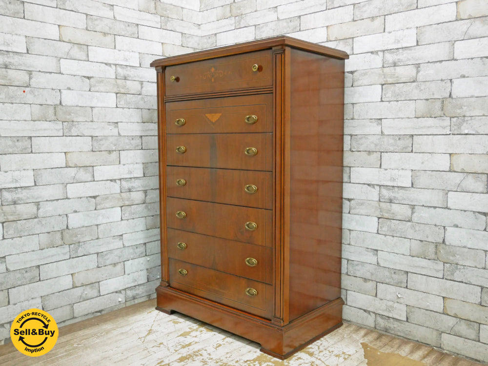 ヨーロピアンクラシカル European Classical チェスト 7段 抽斗 象嵌 中古品 買い取りしました。