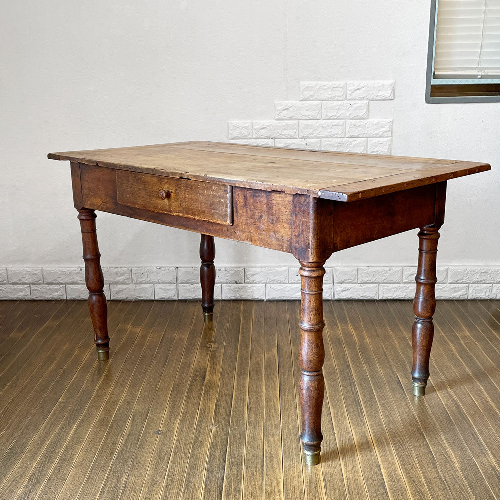 【経堂店】フランスビンテージ France Vintage ダイニングテーブル デスク 作業台 1ドロワー シャビーシック 買取させていただきました。