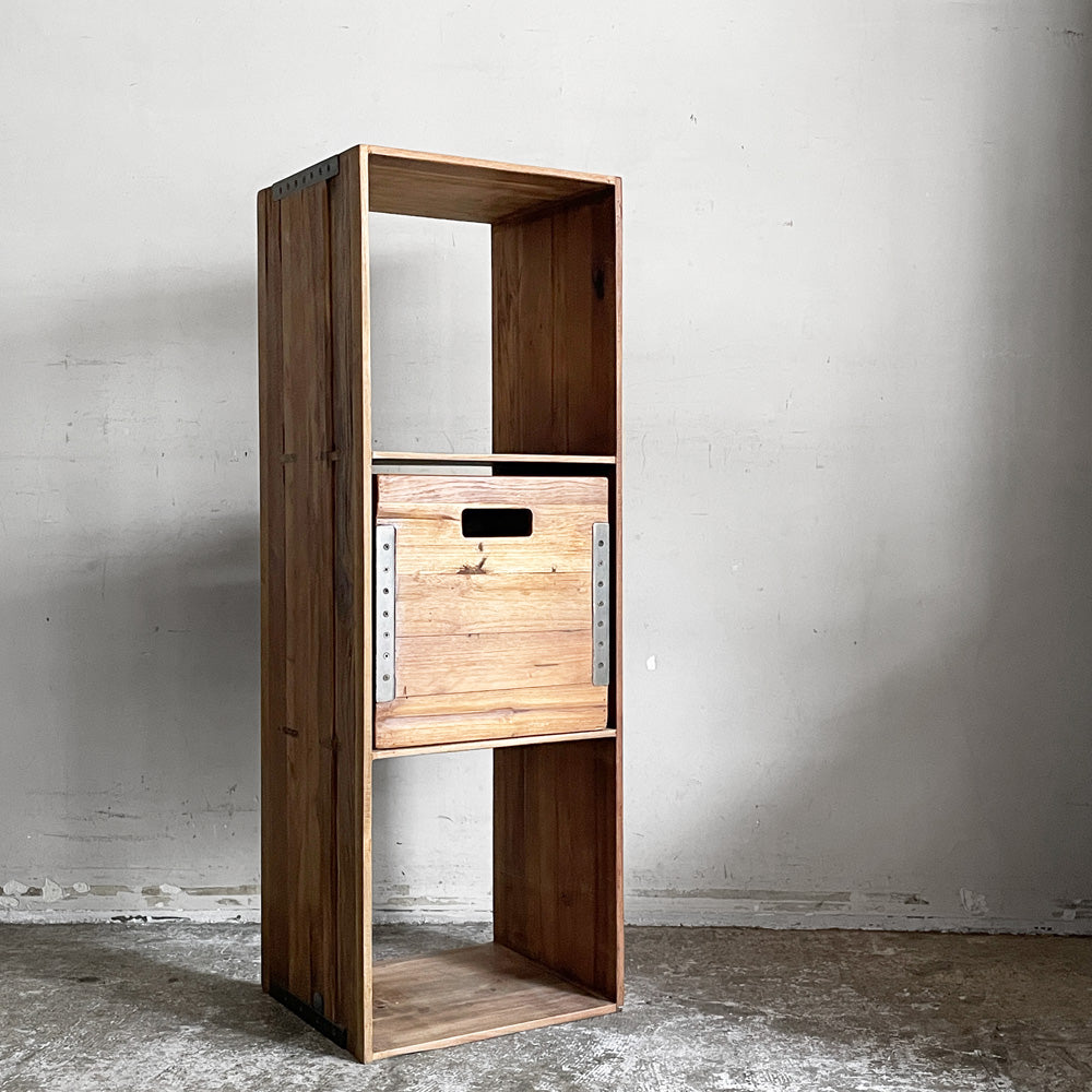 【自由が丘店】アクメ ファニチャー ACME Furniture トロイ TROY オープンシェルフ 3段 Lサイズ + トロイボックス TROY BOX L 収納 木箱 1個セット チーク古材 アイアン インダストリアル 合計定価￥42,625- 買取させていただきました。