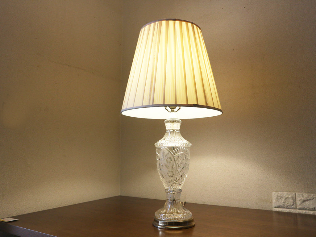 USビンテージ Vintage テーブルランプ フロアランプ ベッドサイド照明 LEVITON社製 クリスタルガラスベース プリーツシェード ミッドセンチュリー　中古品  買い取りしました。