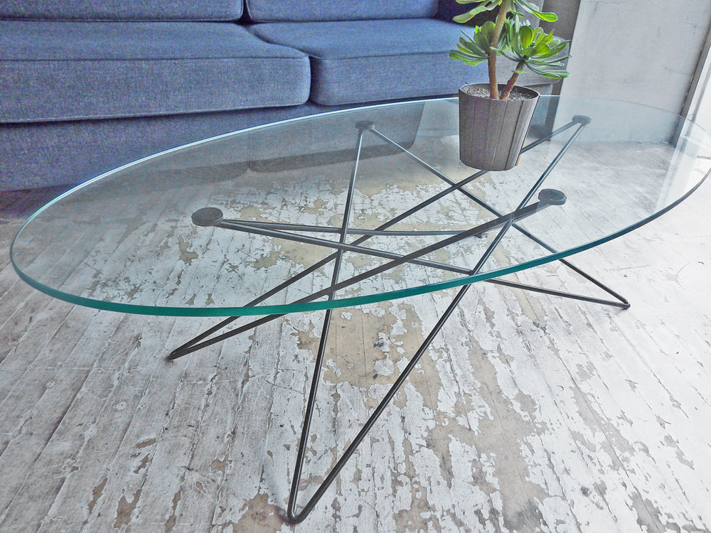 イデー IDEE O.R.T.F ローテーブル コーヒーテーブル アイアンレッグ オーバル型 ガラス天板 廃盤 ～空間に描く、一筆書き。～