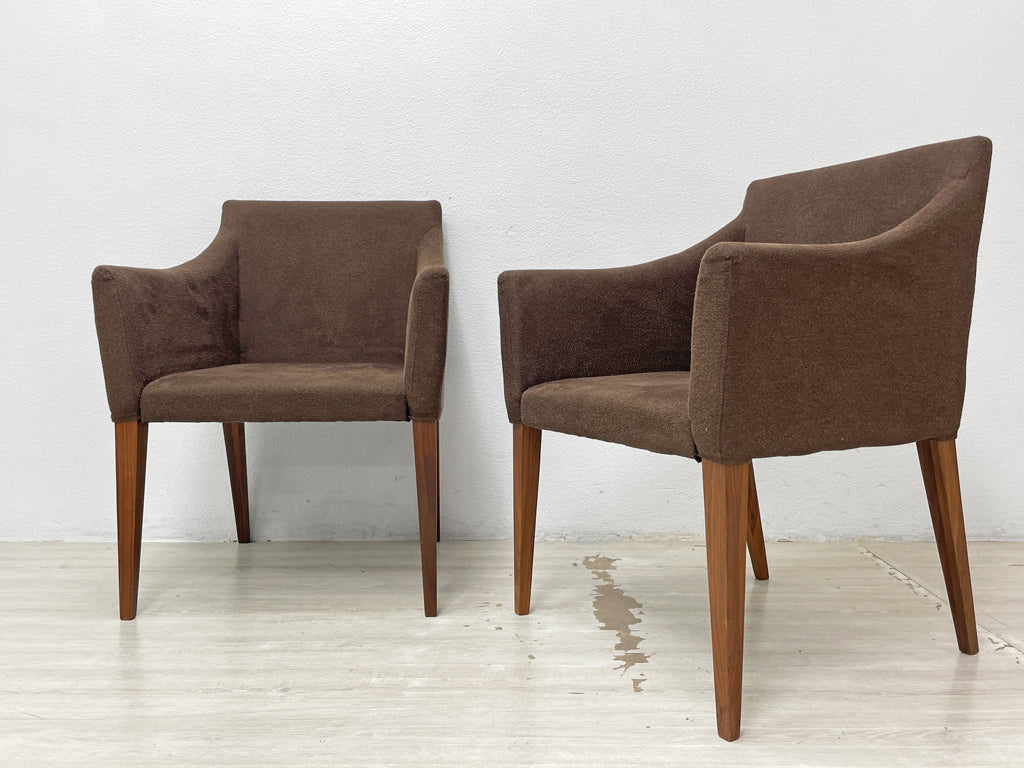 アクタス ACTUS ファイン fine2 ダイニングチェア 2脚セット アームチェア ファブリック ウォールナット ダークブラウン 廃番 中古品 買い取りしました。