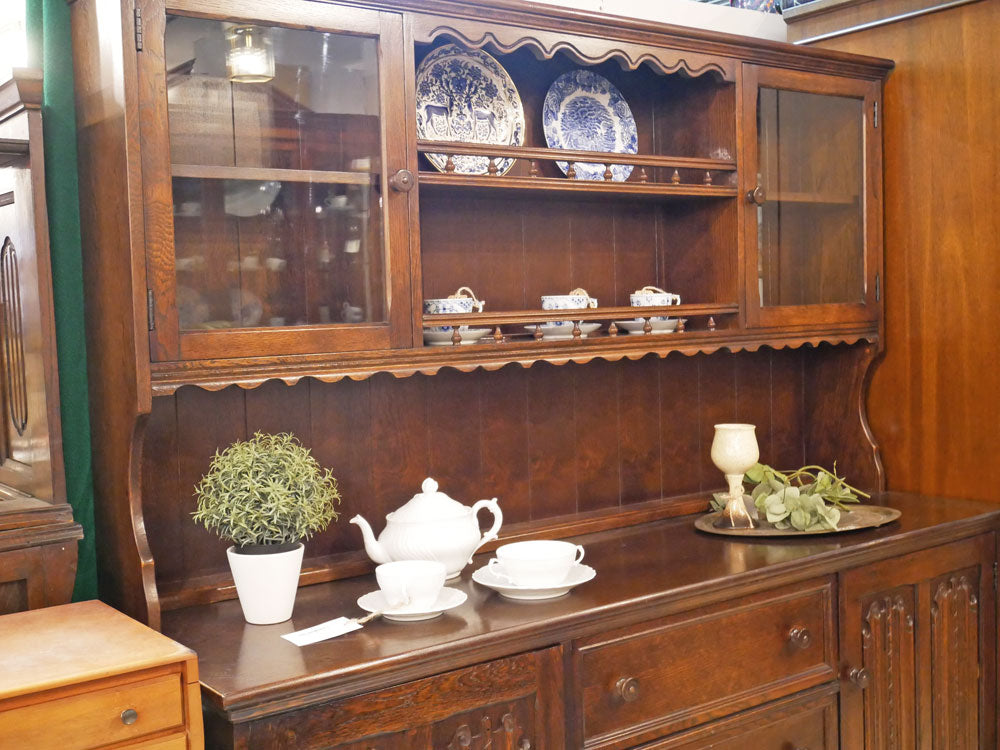 オールドチャーム Old Charm カップボード 食器棚 飾り棚 オーク材 英国家具 UK アンティークスタイル ～明日のアンティーク家具となるように～