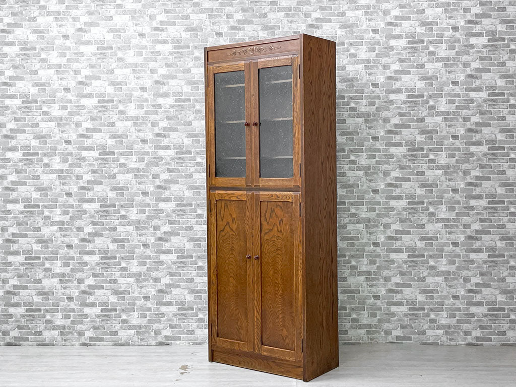 三越家具 ブルージュ Brugge キャビネット カップボード 食器棚 オーク材 2枚扉 気泡入りガラス スリム 現カントリーハウス CDB21 クラシカルスタイル 現行定価264,000円  買い取りしました。