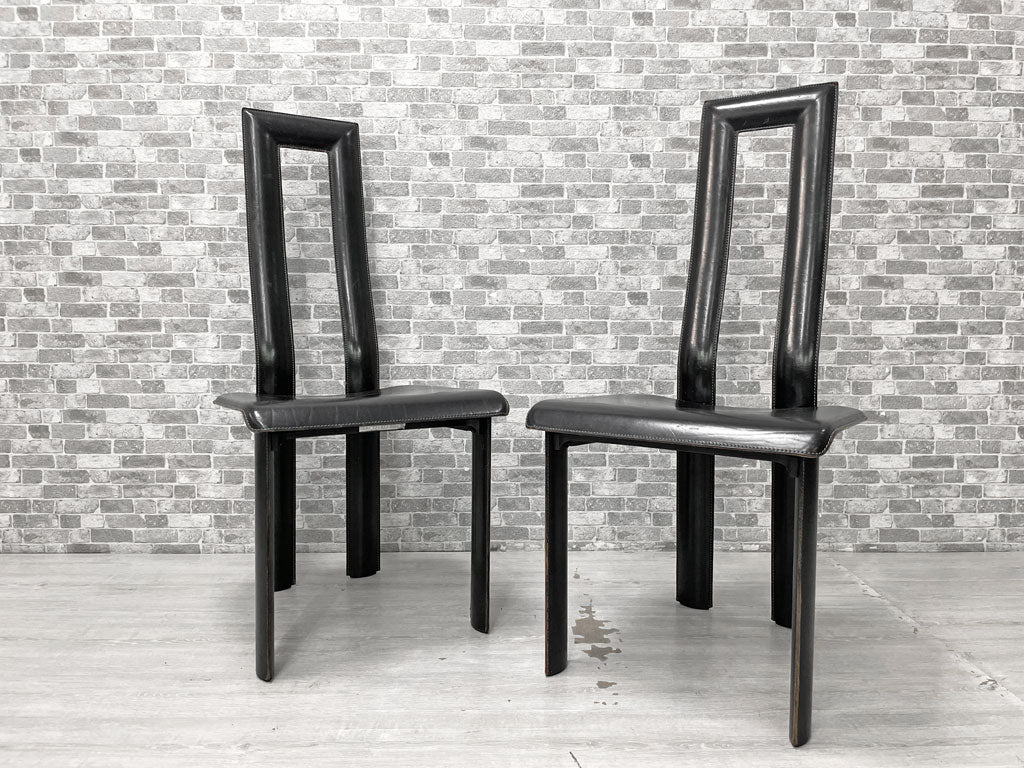 イカミ YCAMI レジアチェア Regia Chair ダイニングチェア 総本革 レザー張り 2脚セット ブラック アントネッロ・モスカ Antonello Mosca イタリアモダン 買い取りしました。