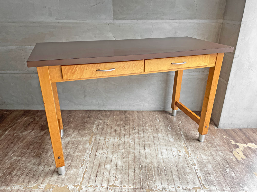 HAMILTON MANUFACTURING COMPANY デスク 作業台 ワーキングテーブル メラミントップ 抽斗2杯 H94.5 USビンテージ ～現代ニーズも合わせた自由自在な作業台～