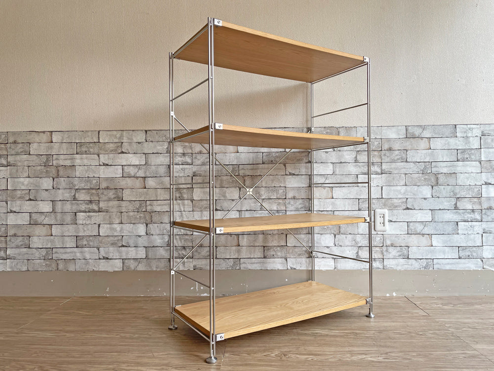 無印良品 MUJI ステンレスユニットシェルフ 4段 オーク材 オープンシェルフ W85cm 中古品  買い取りしました。