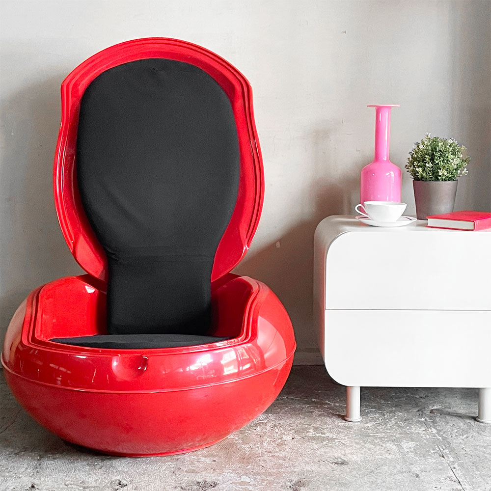 ロイタープロダクト REUTER PRODUCTS ガーデンエッグチェア レッド FRP製 ピーター・ギッジー スペースエイジ ドイツ オリジナルビンテージ 希少 ～ 見て、開いて、座って。