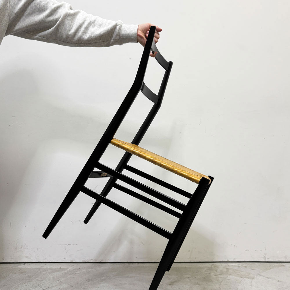 カッシーナ Cassina 699 スーパーレジェーラ SUPERLEGGERA チェア ダイニングチェア アッシュ材 ブラック 籐張り ジオ・ポンティ ～風通る気配～