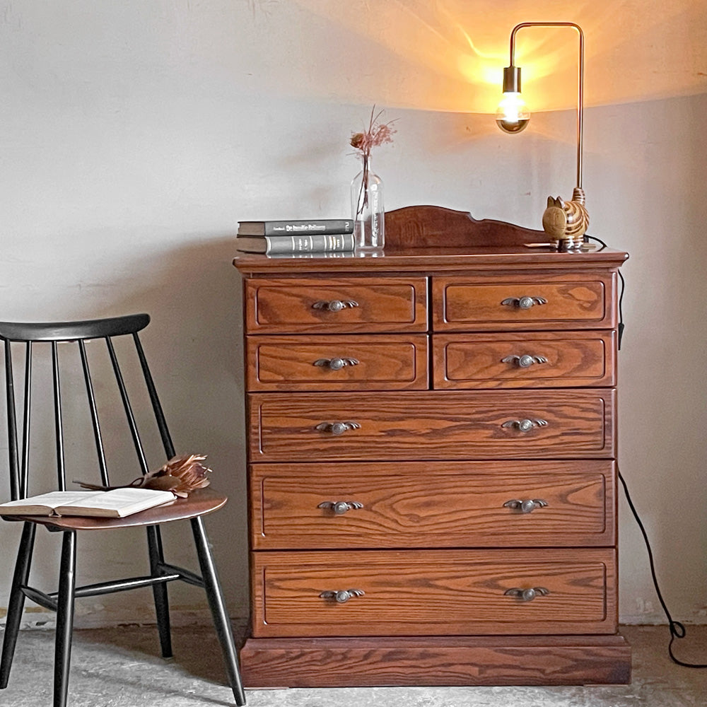 【自由が丘店】クラシカルデザイン オーク材 チェスト 5段抽斗7杯 ヨーロピアン アンティークスタイル 買取させていただきました。