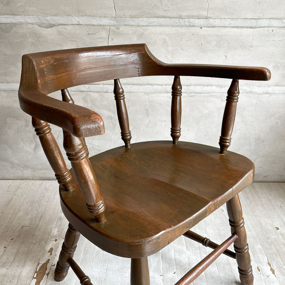 【学芸大学店】ジャパンビンテージ Japan Vintage キャプテンチェア アームチェア ダイニングチェア 木製肘付き椅子 ダークブラウン 古家具 ♪ 買取させていただきました。