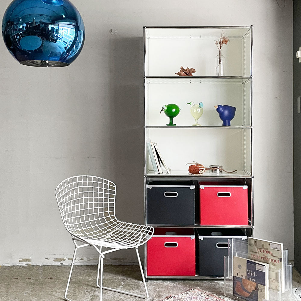 ユーエスエムハラー USMハラー USM Haller モジュラーファニチャー キャビネット シェルフ 1列5段 オープン ホワイト ＆ 純正パスコボックス ～ 空間の格上げに