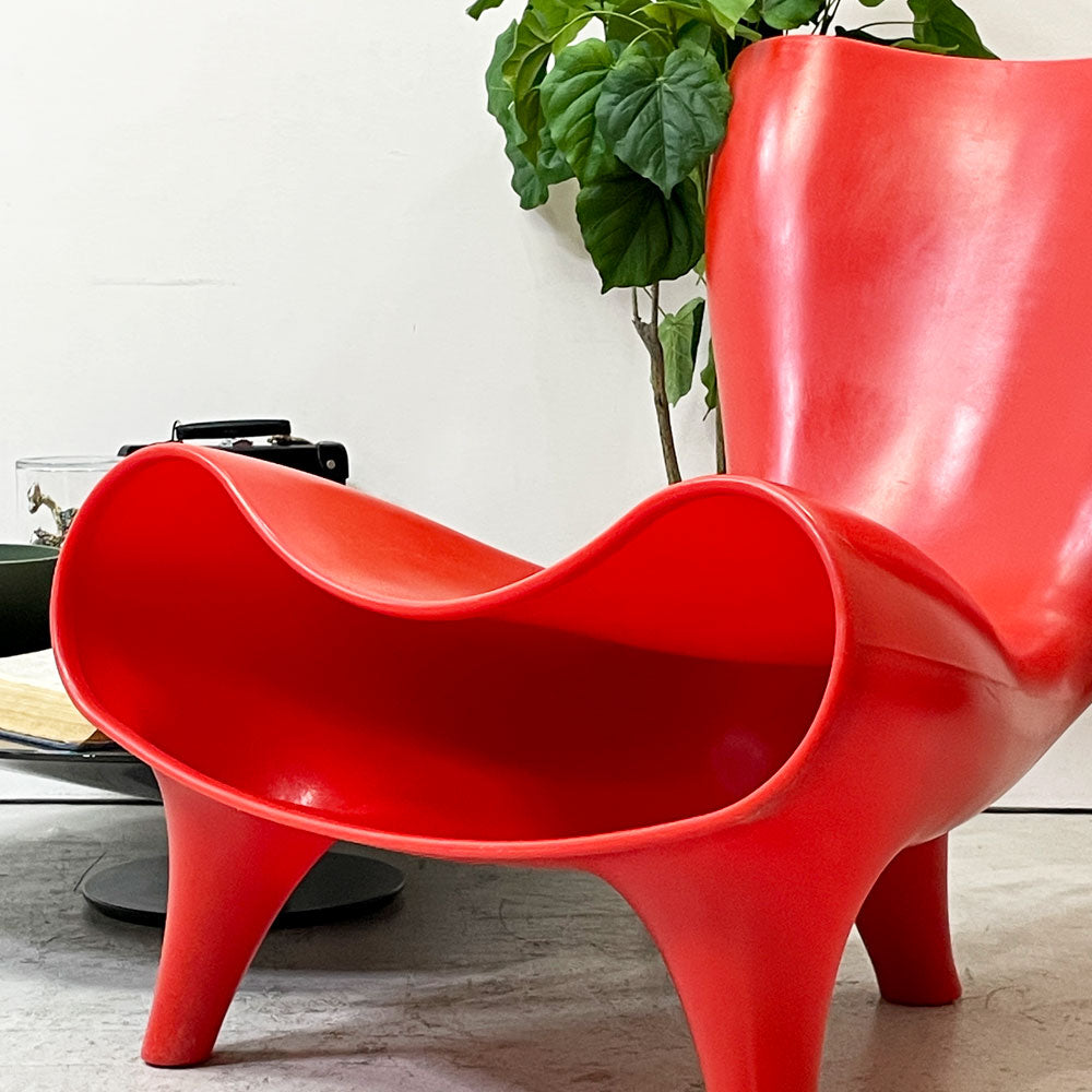マーク・ニューソン Marc Newson オルゴンチェア Orgone chair ポリプロピレン製 レッド ラウンジチェア 希少 ～擬似生命の脈動～