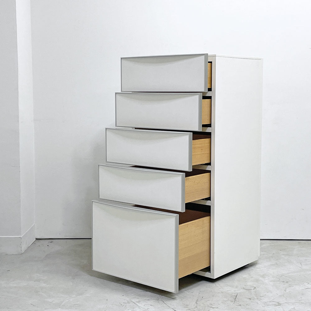 【祖師ヶ谷大蔵店】アルフレックス arflex コンポーザー COMPOSER スリムチェスト 5段 5ドロワー ホワイト×シルバー  イタリア モダン 買取させていただきました。